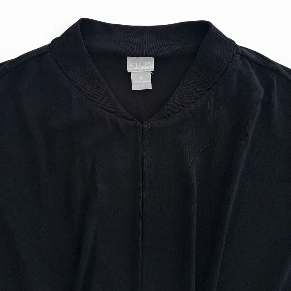 Chico's Travelers Women's XL Black Size 3 Open Front Drawstring Cardigan NWOT